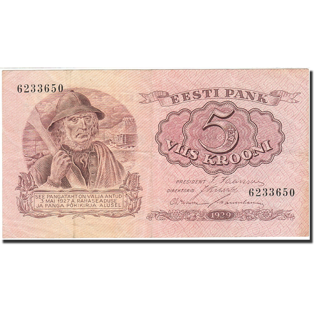Estonia, 5 Krooni, 1928-1935, KM:62a, 1929, EF(40-45)