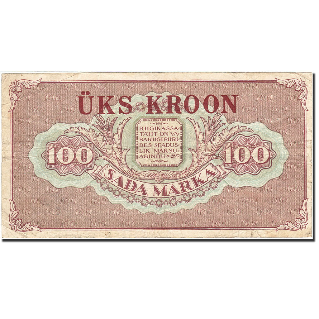 Estonia, 1 Kroon on 100 Marka, 1928, KM:61a, VF(30-35)
