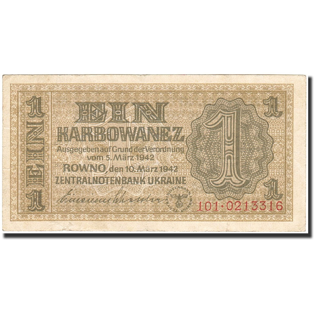 Banconote, Ucraina, 1 Karbowanez, 1942, KM:49, 1942-03-10, BB+