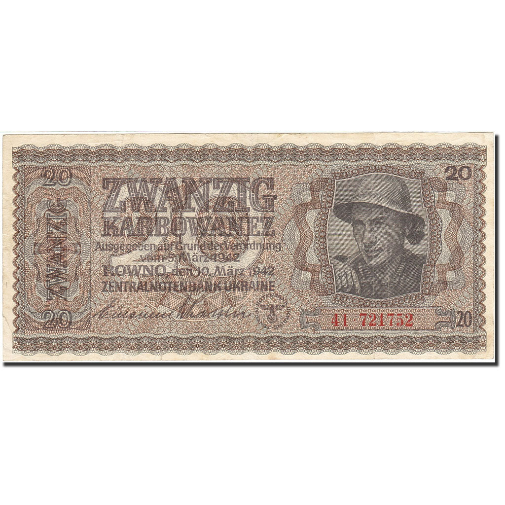 Banknote, Ukraine, 20 Karbowanez, 1942, 1942-03-10, KM:53, VF(20-25)