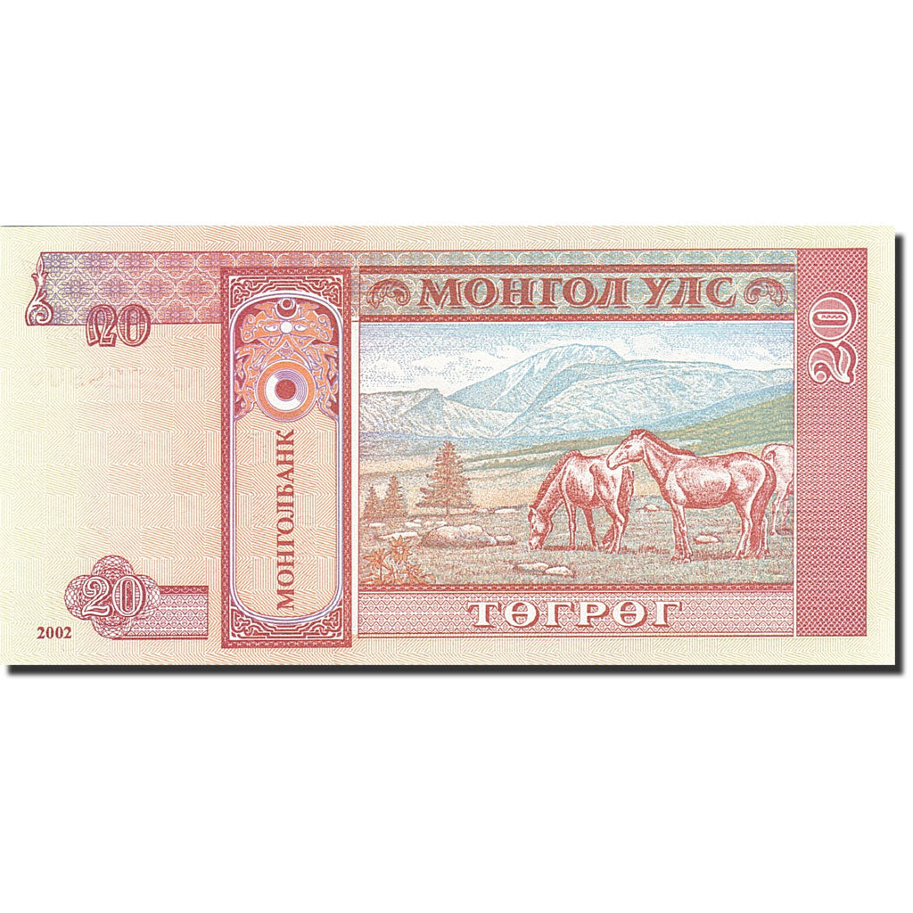 Banknote, Mongolia, 20 Tugrik, 2000-2003, 2002, KM:63b, UNC(65-70)
