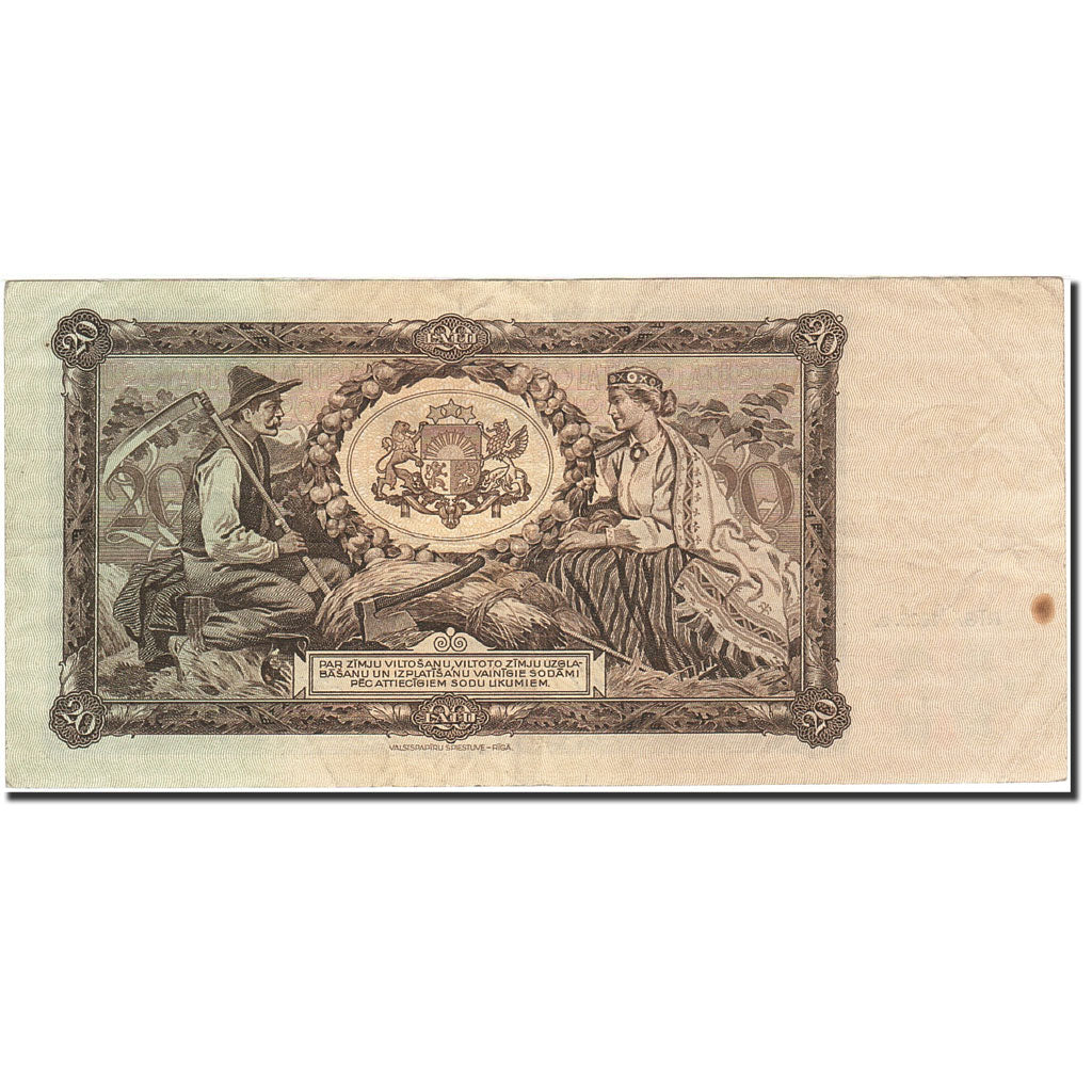 Banknote, Latvia, 20 Latu, 1935-1937, 1935, KM:30a, EF(40-45)