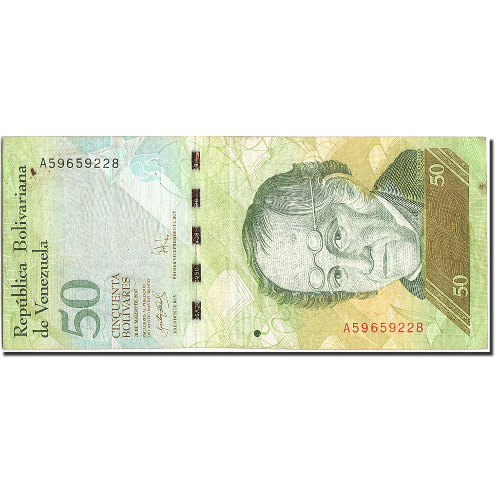 Banknote, Venezuela, 50 Bolivares, 2007, 2007-03-20, KM:92a, VF(30-35)