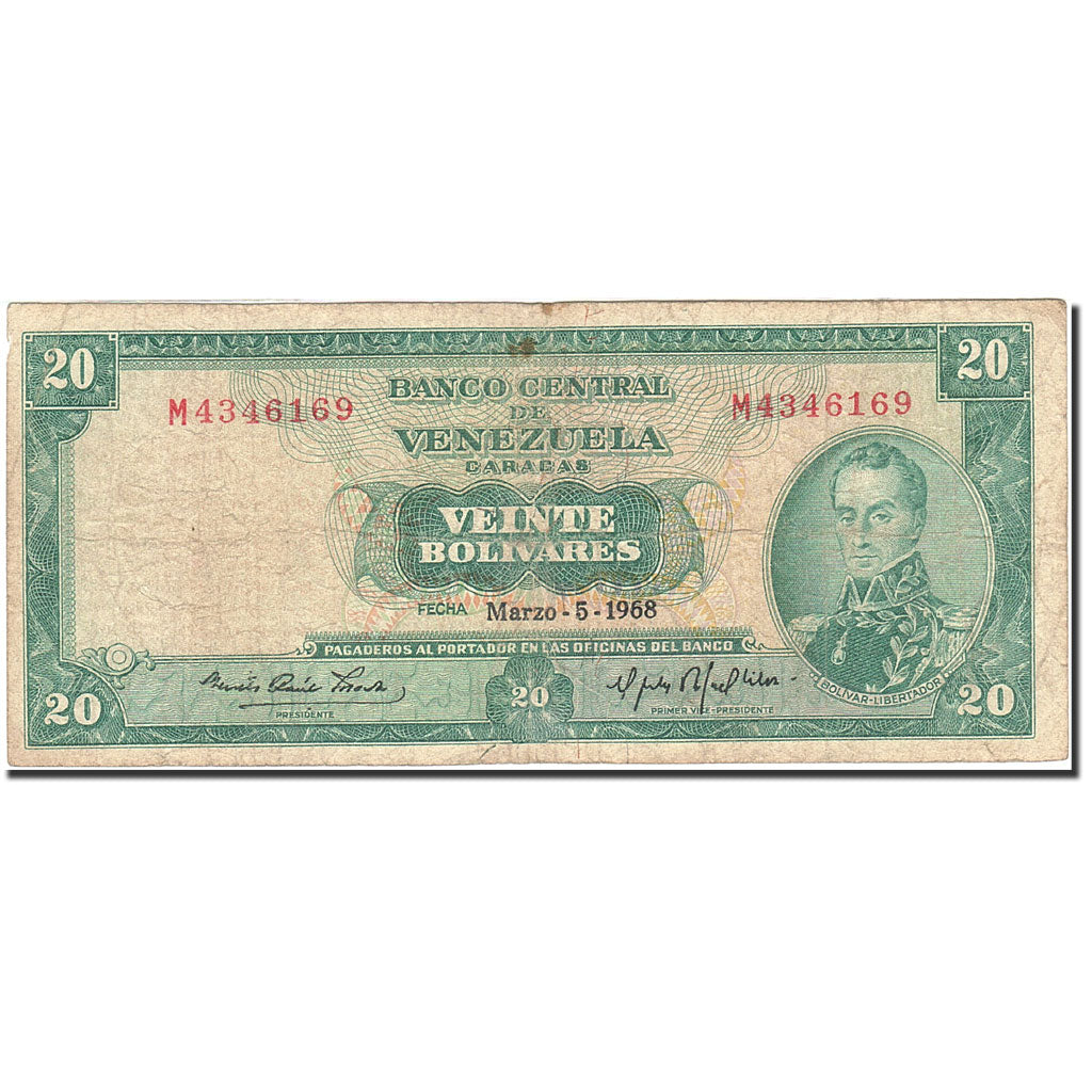 Billete, 20 Bolivares, 1963-1967, Venezuela, KM:46b, 1968-03-05, BC