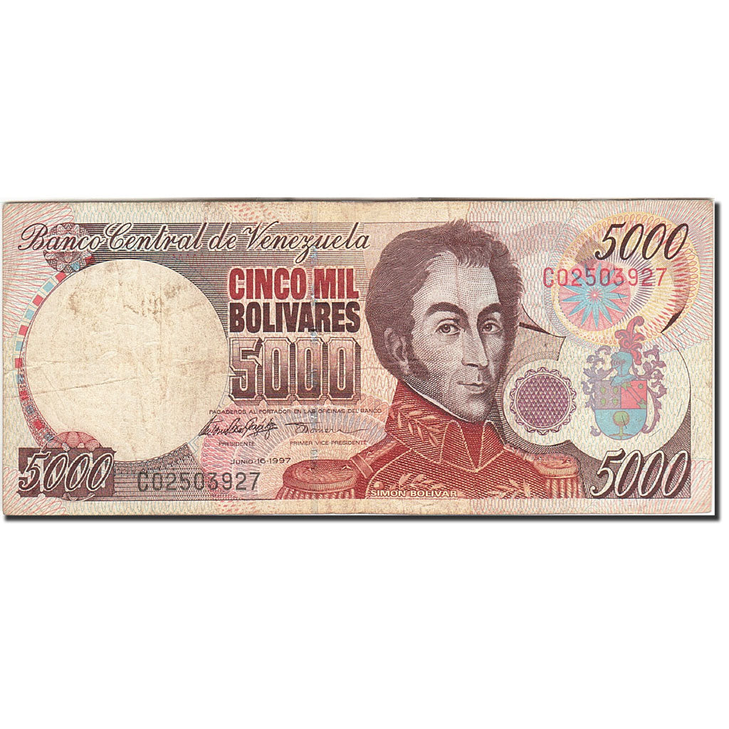 Venezuela, 5000 Bolivares, 1997, KM:78a, 1997-06-16, MB