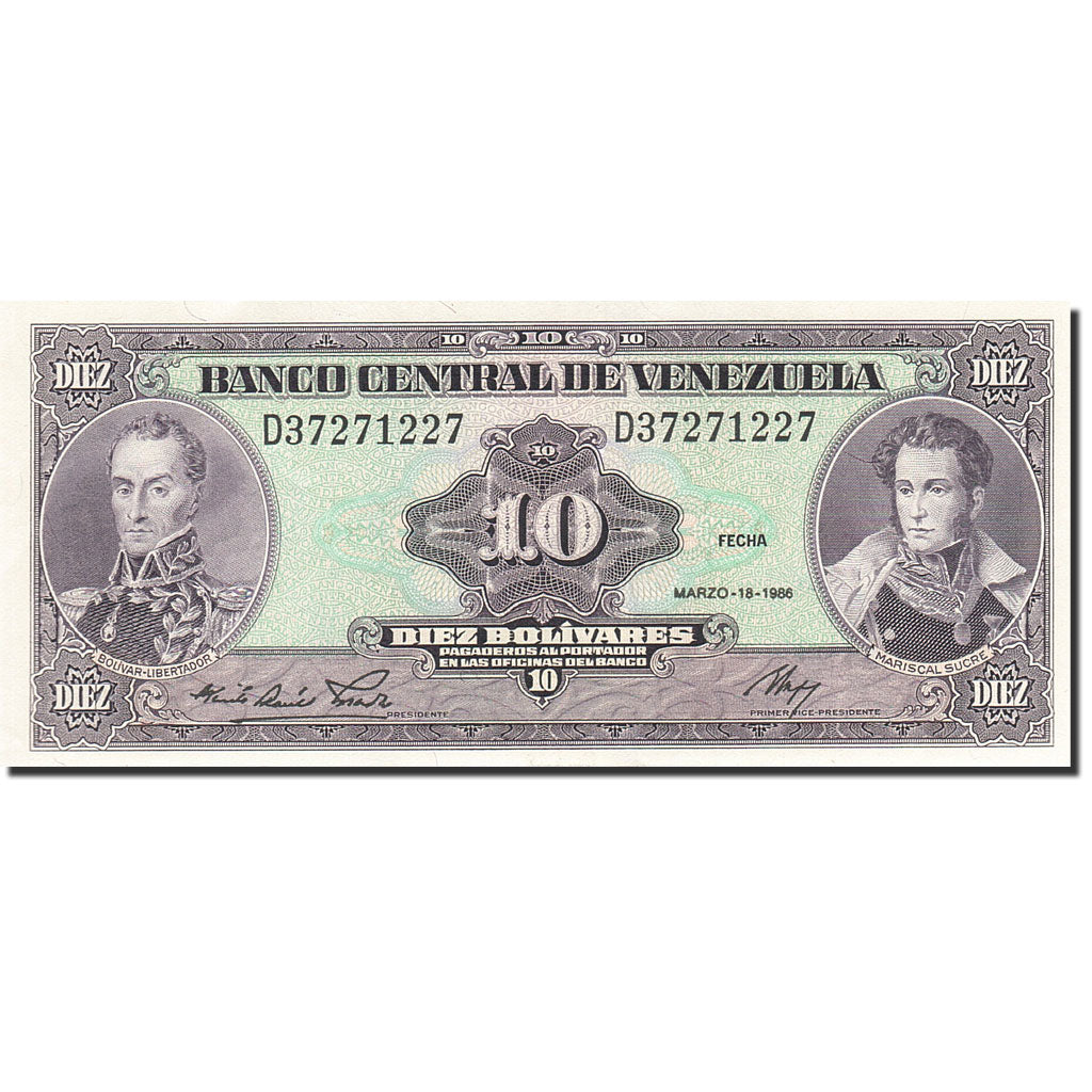 Banknote, Venezuela, 10 Bolívares, 1981-1988, 1986-03-18, KM:61a, UNC(65-70)