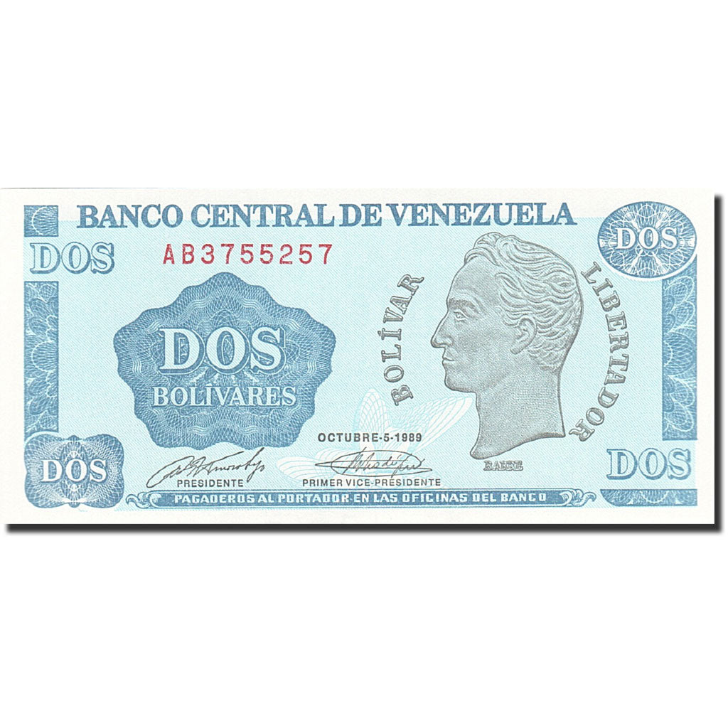 Geldschein, Venezuela, 2 Bolivares, 1989, 1989-10-05, KM:69, UNZ