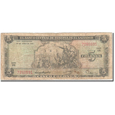 El Salvador, 5 Colones, 1971-1972, 1976-06-24, KM:117a, VG(8-10)