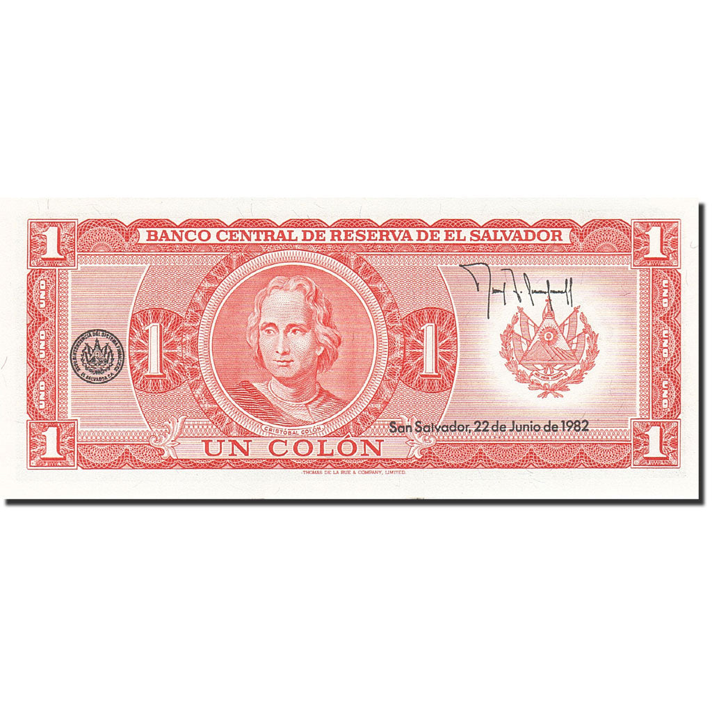 Banknote, El Salvador, 1 Colon, 1982-1983, 1982-06-03, KM:133Aa, UNC(65-70)
