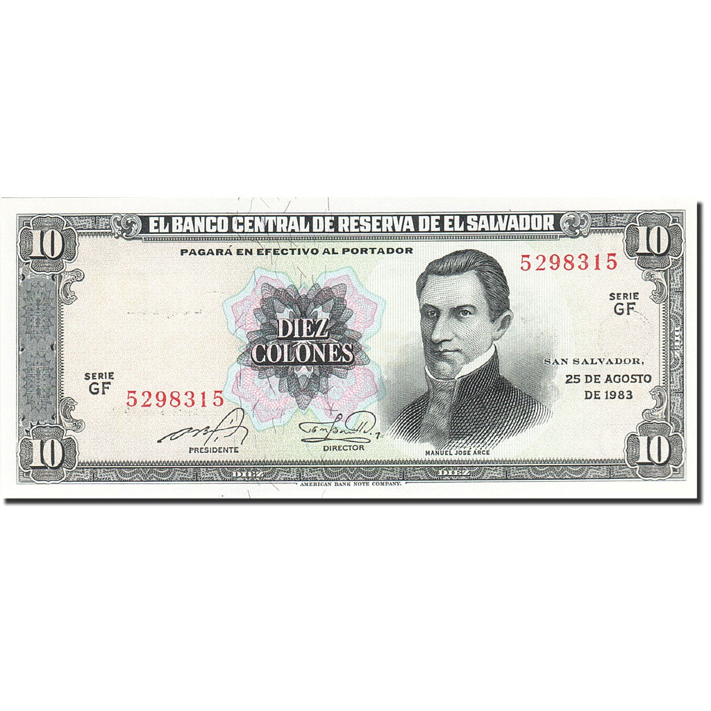 Billet, El Salvador, 10 Colones, 1982-1983, 1983-08-25, KM:135a, NEUF