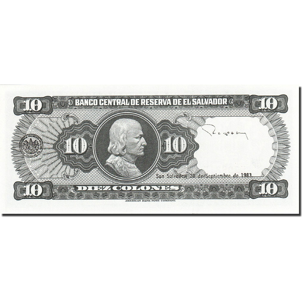 Billet, El Salvador, 10 Colones, 1982-1983, 1983-08-25, KM:135a, NEUF