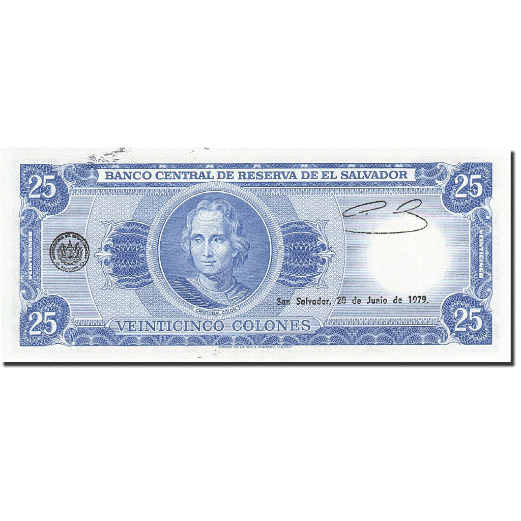 El Salvador, 25 Colones, 1977-1979, 1979-05-03, KM:130b, UNC(65-70)