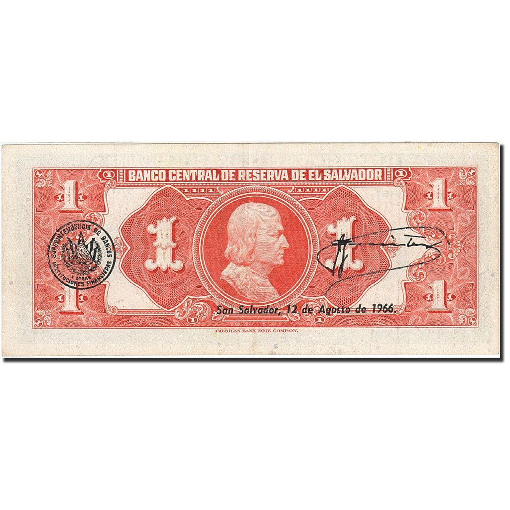 El Salvador, 1 Colon, 1964-1965, KM:105a, 1964-09-08, SS+