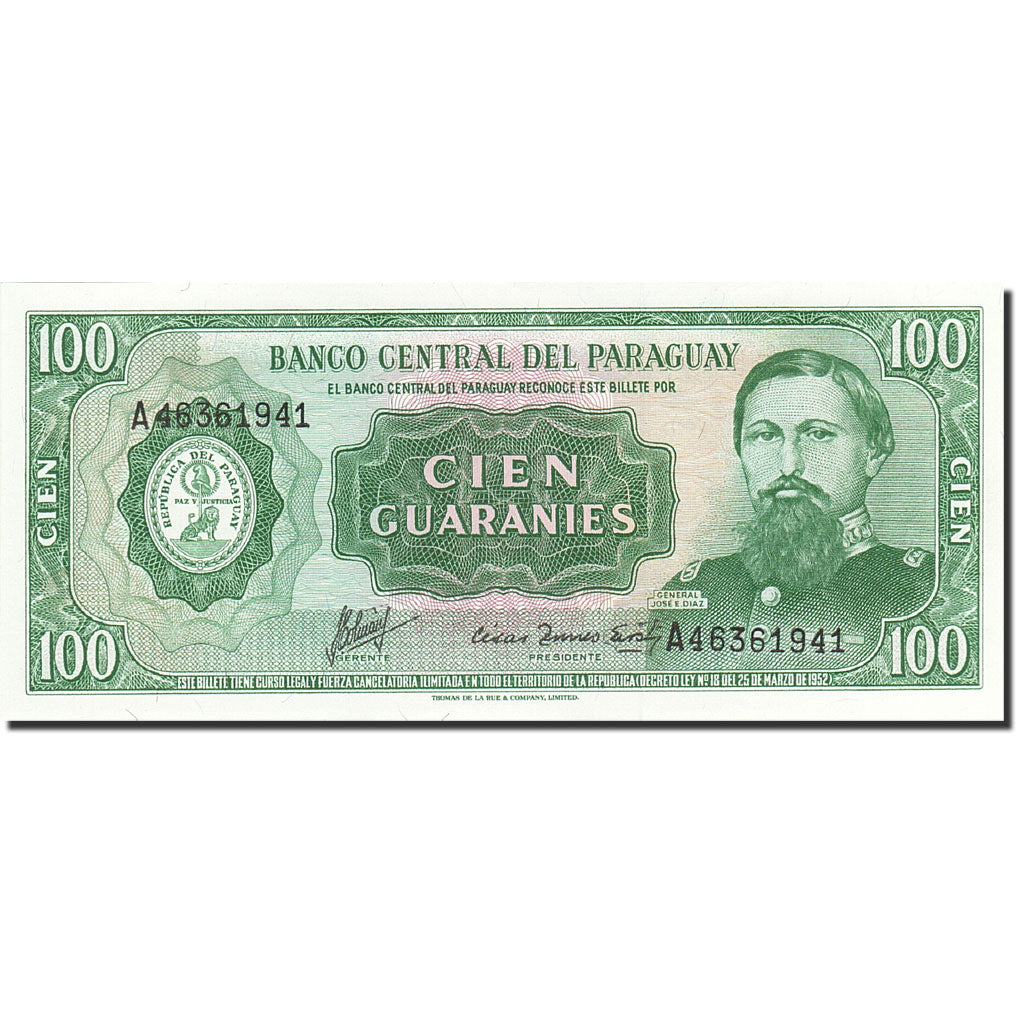 Billete, 100 Guaranies, 1982-1990, Paraguay, KM:205, 1982, UNC