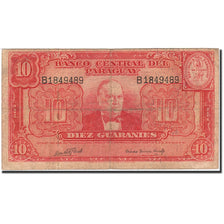 Paraguay, 10 Guaranies, 1952, KM:187c, 1952, B+