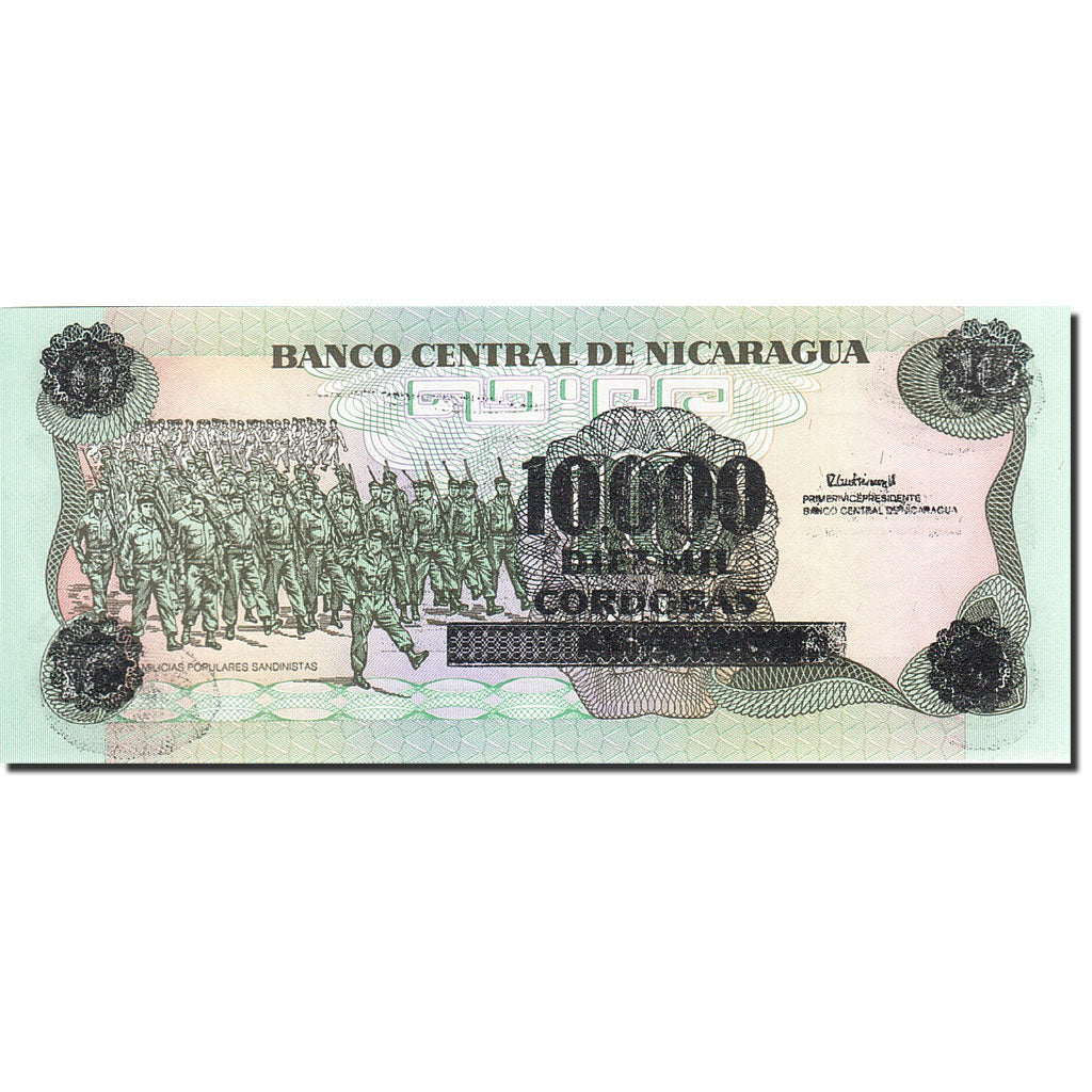 Banknote, Nicaragua, 10,000 Córdobas on 10 Córdobas, 1988-1989, Undated