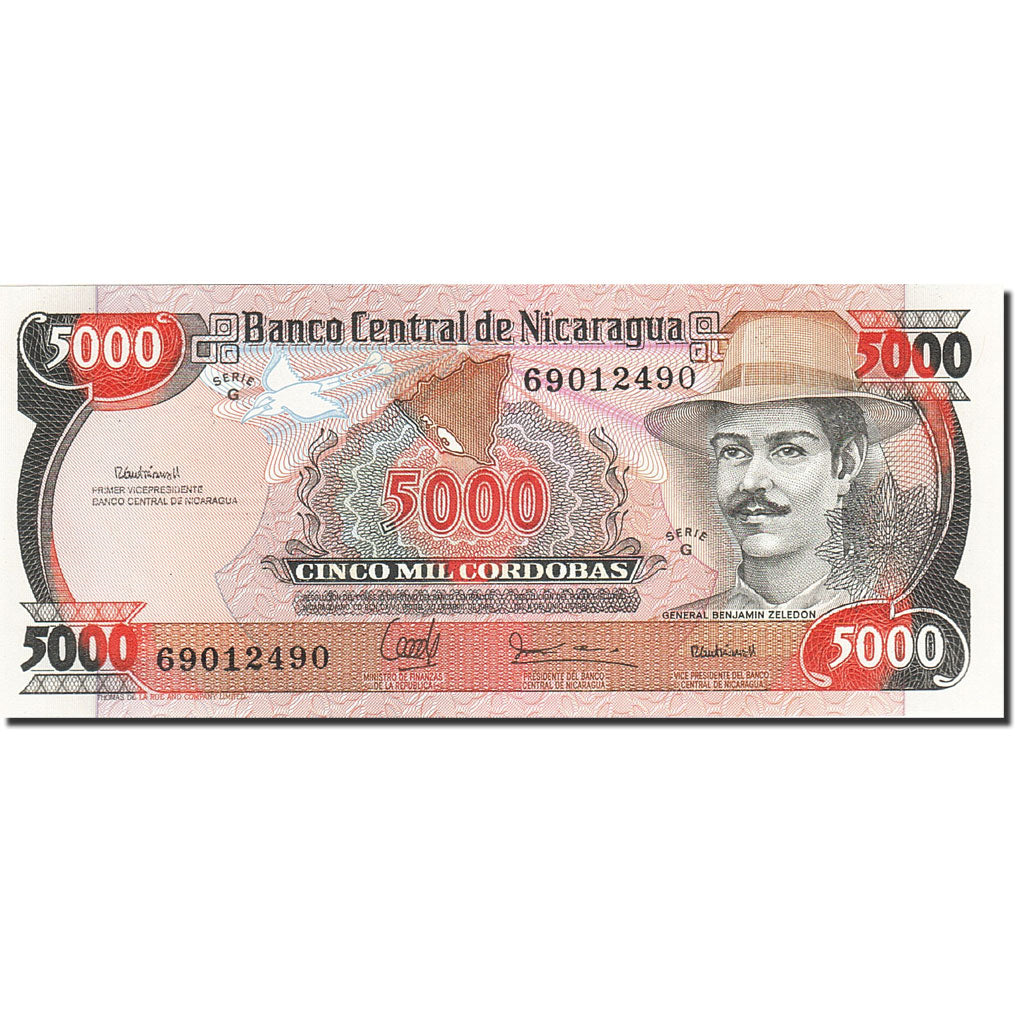 Banknote, Nicaragua, 5000 Cordobas, 1988-1989, Undated (1988), KM:157