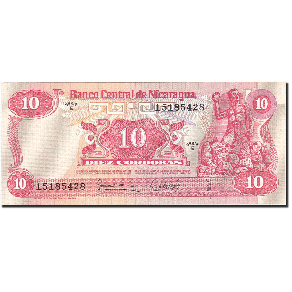Nicaragua, 10 Cordobas, 1979, 1979, KM:134, AU(55-58)