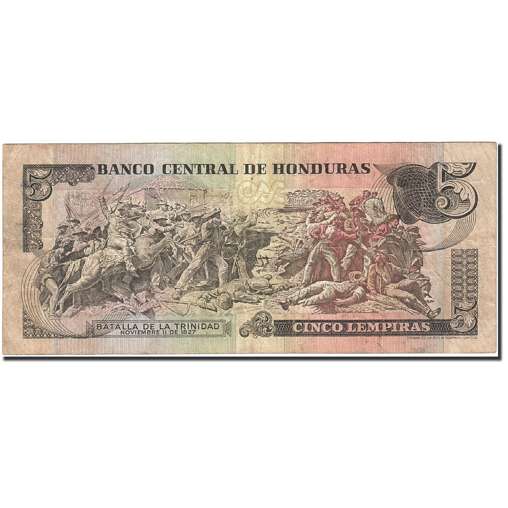 Banknote, Honduras, 5 Lempiras, 1975-1978, 1985-12-06, KM:63b, VF(30-35)