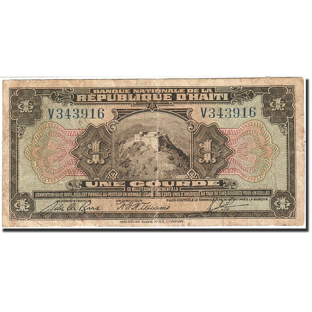 Haiti, 1 Gourde, 1919, 1919, KM:170a, F(12-15)