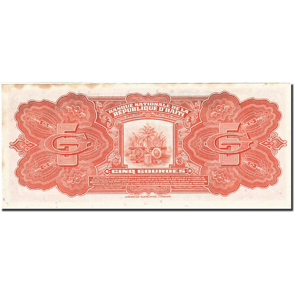 Haïti, 5 Gourdes, 1919, 1919, KM:187a, TTB