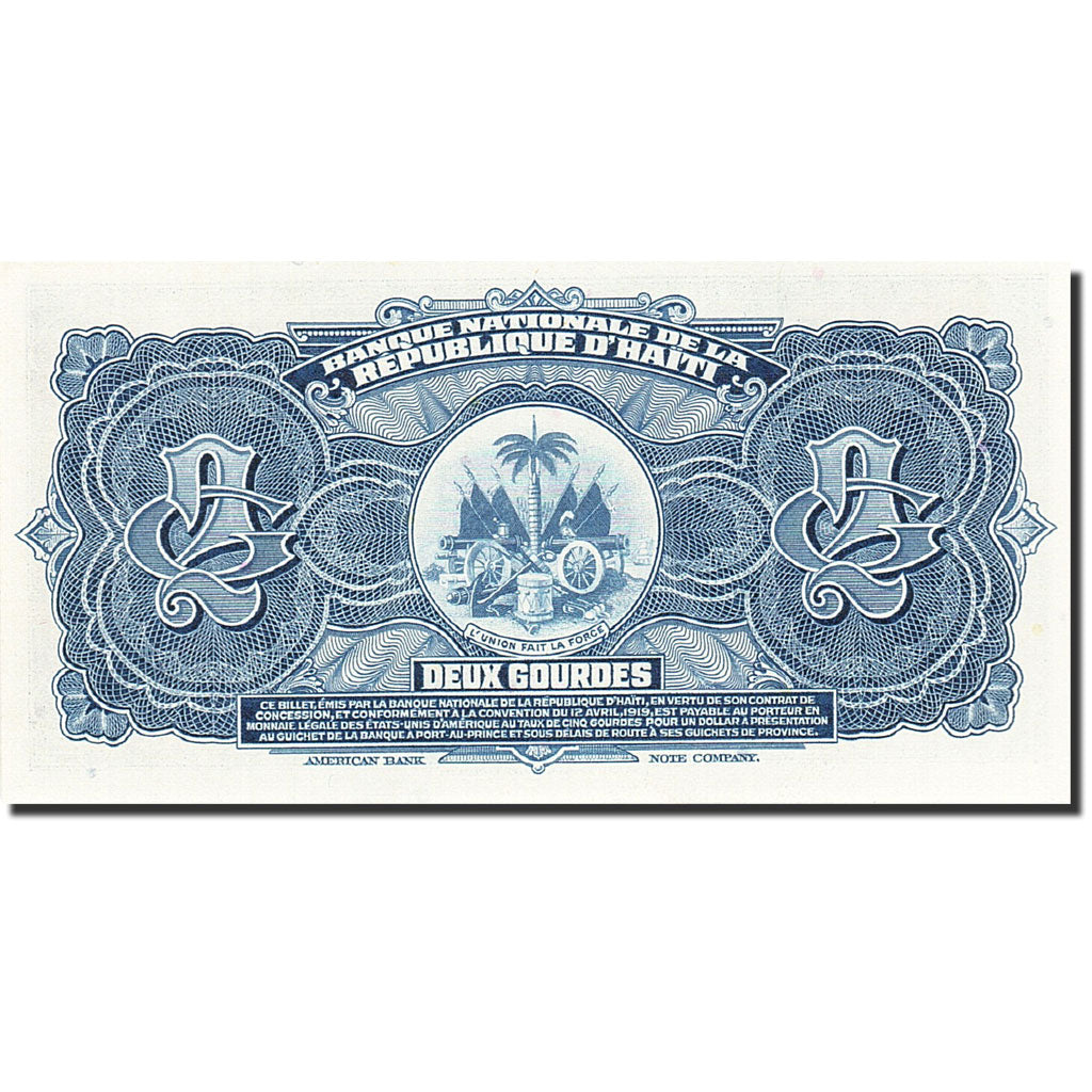 Haiti, 2 Gourdes, 1919, 1919, KM:201, UNC(65-70)