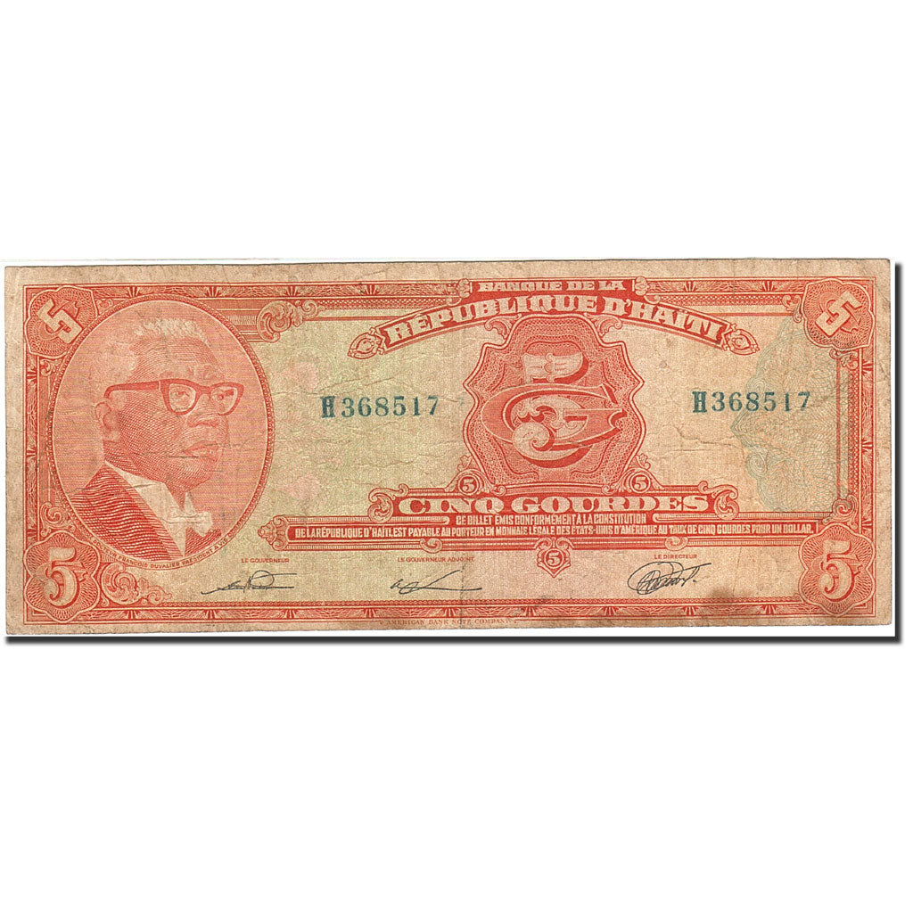 Haiti, 5 Gourdes, 1979, 1979, KM:232, VF(20-25)