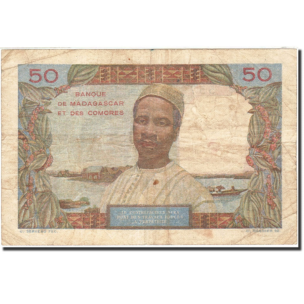 Banknote, Madagascar, 50 Francs, 1950-1951, Undated, KM:45a, EF(40-45)