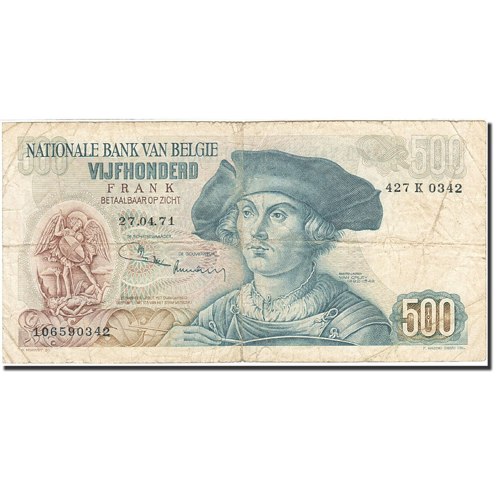 Belgium, 500 Francs, 1961-1971, KM:135b, 1971-04-27, VF(20-25)