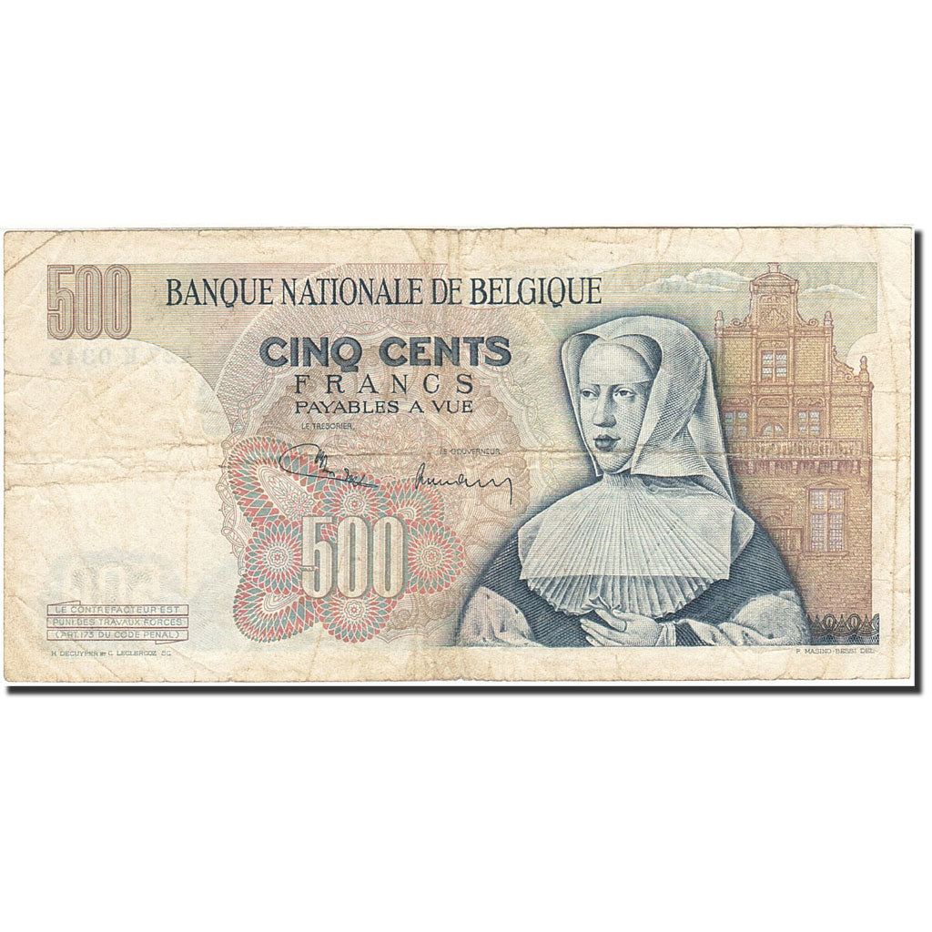 Belgium, 500 Francs, 1961-1971, KM:135b, 1971-04-27, VF(20-25)