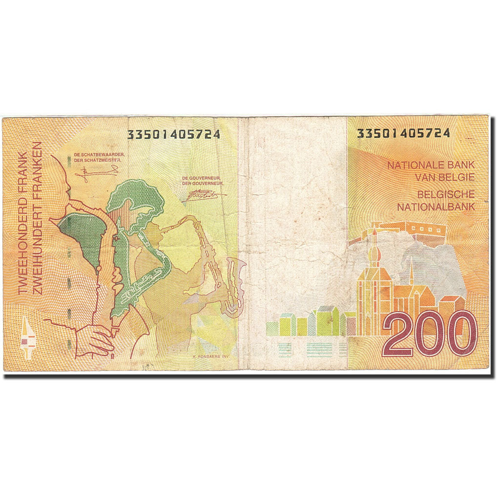 Belgium, 200 Francs, 1994-1997, KM:148, Undated (1995), VF(20-25)