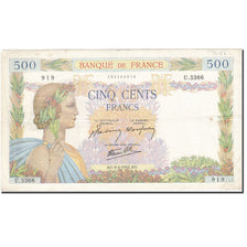 France, 500 Francs, 1939, 1942-04-09, KM:95b, TTB, Fayette:32.34