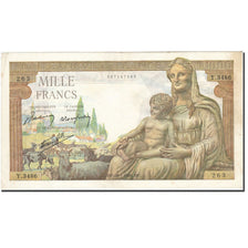 France, 1000 Francs, 1942, KM:102, 1943-01-28, AU(50-53), Fayette:40.17