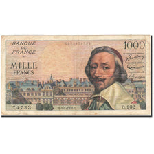 France, 1000 Francs, 1953, KM:134a, 1956-01-05, VF(20-25), Fayette:42.18