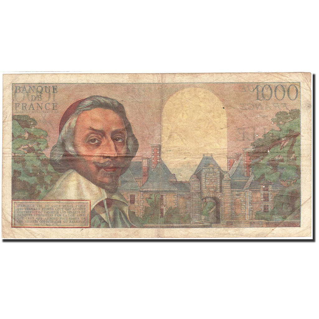 France, 1000 Francs, 1953, KM:134a, 1956-01-05, VF(20-25), Fayette:42.18