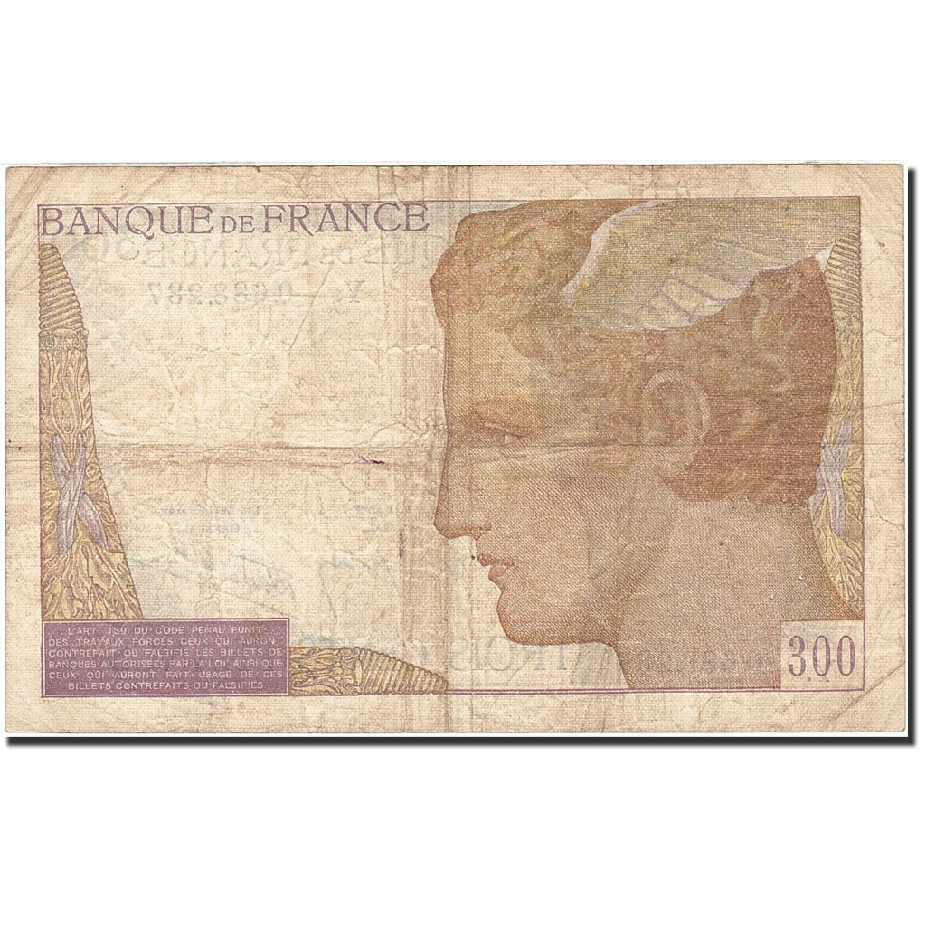 Geldschein, Frankreich, 300 Francs, 1938, 1939-02-09, S, Fayette:29.3, KM:87a