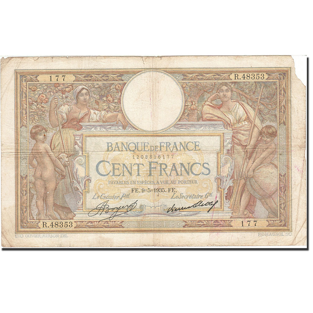 France, 100 Francs, 1906, KM:78c, 1935-05-09, VF(20-25), Fayette:24.14