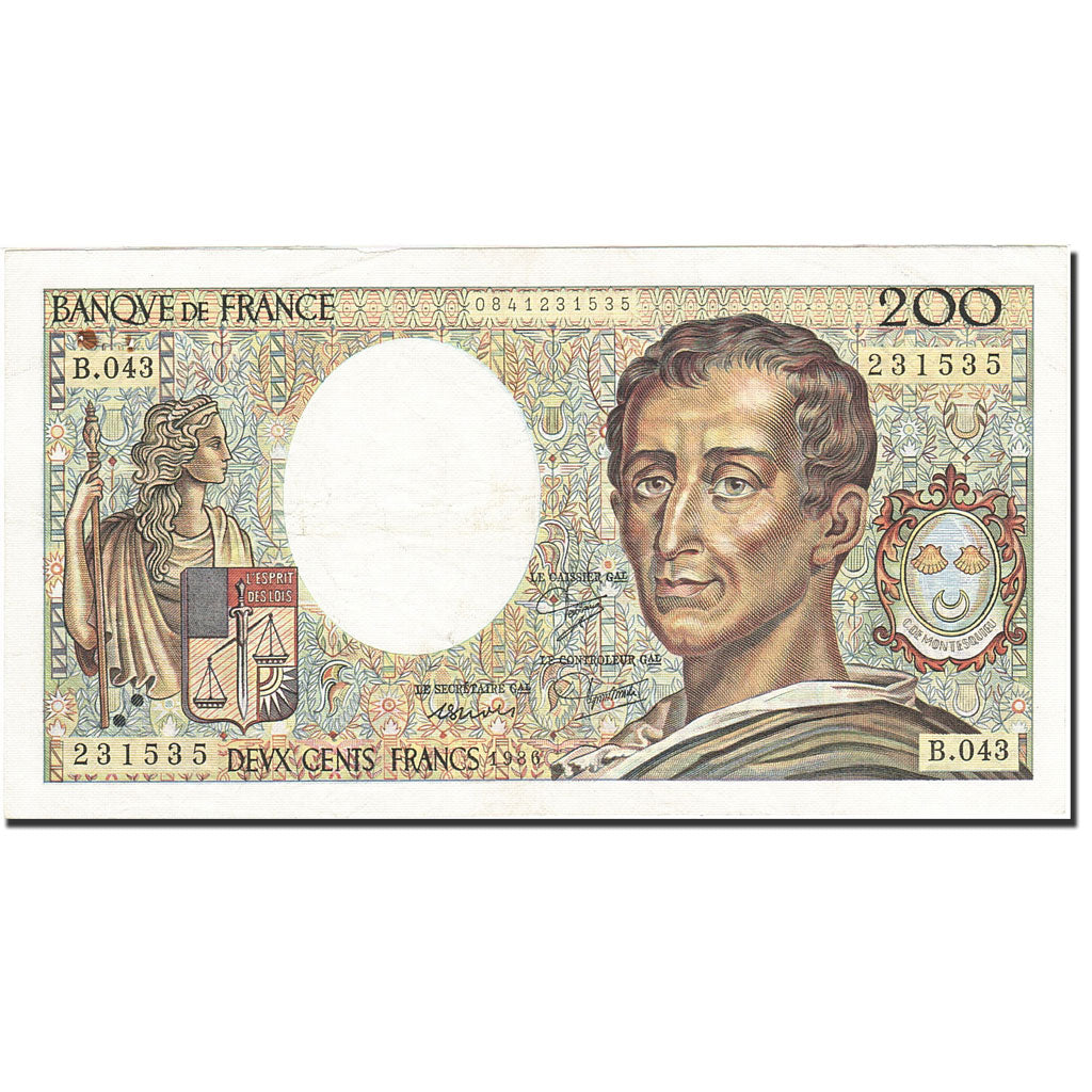 France, 200 Francs, 1981, KM:155a, 1986, AU(50-53), Fayette:70.6