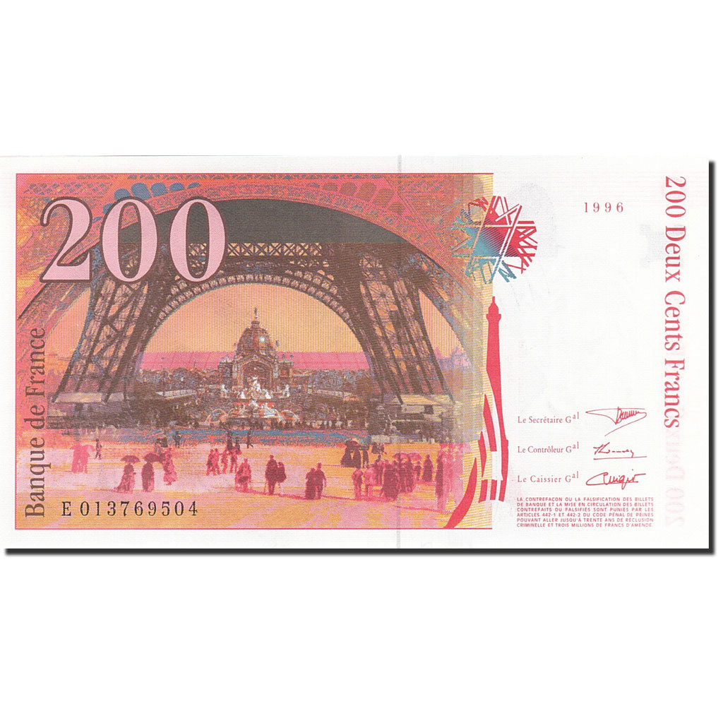 Banknote, France, 200 Francs, 1995, 1996, UNC(65-70), Fayette:75.2, KM:159a