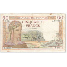 France, 50 Francs, 1933, KM:85b, 1939-12-07, VF(20-25), Fayette:18.35