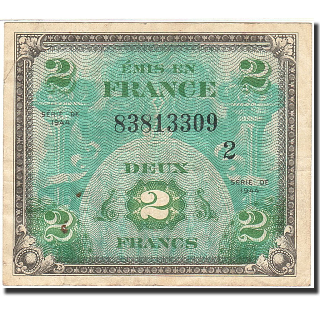 Banknote, France, 2 Francs, 1944, 1944, EF(40-45), Fayette:VF16.1, KM:114a