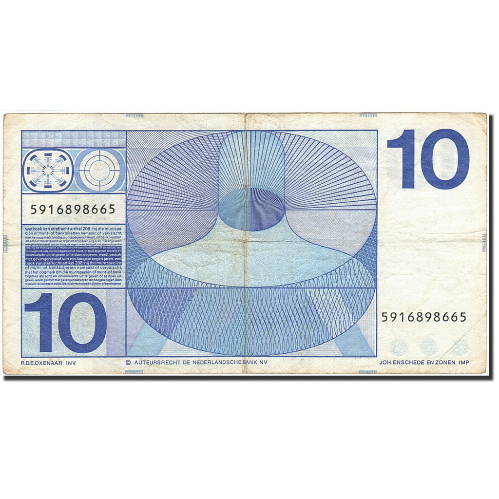Banknote, Netherlands, 10 Gulden, 1966-1972, 1968-04-25, KM:91b, VF(20-25)
