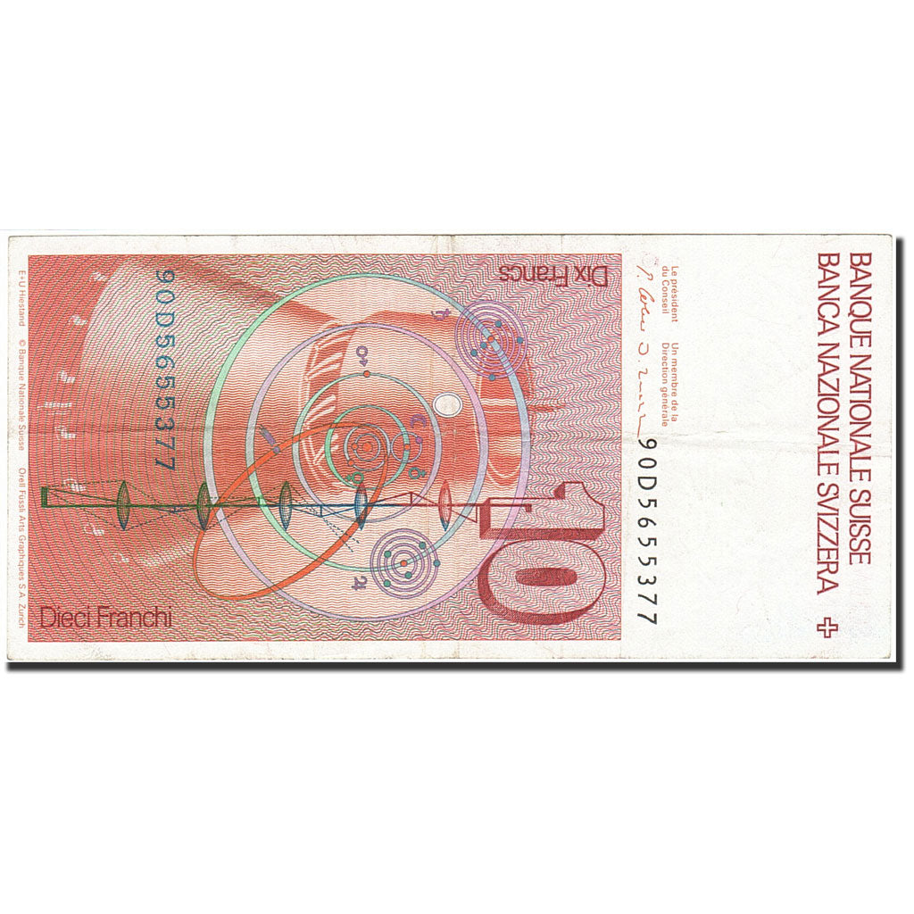 Banknote, Switzerland, 10 Franken, 1979-1992, 1990, KM:53h, EF(40-45)