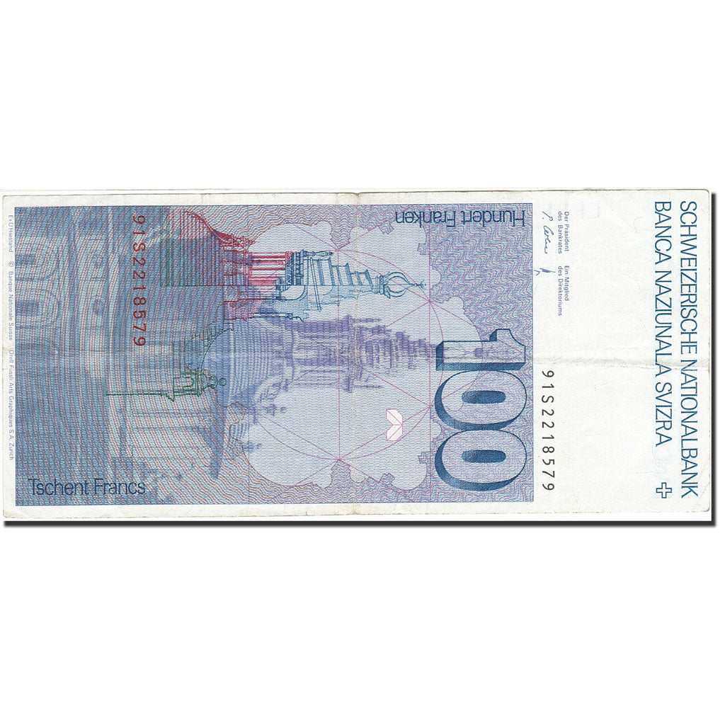 Switzerland, 100 Franken, 1976-1979, KM:57k, 1991, EF(40-45)