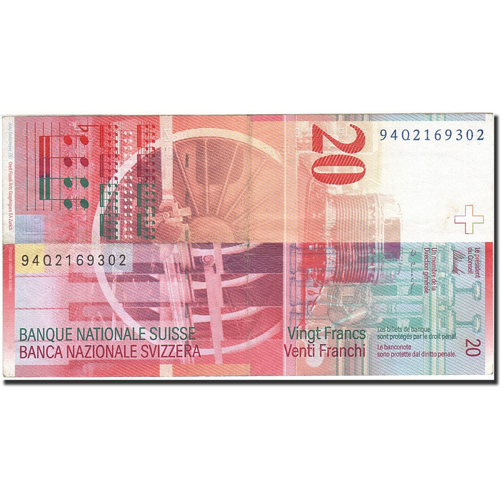 Switzerland, 20 Franken, 1994-1998, KM:68a, 1994, AU(50-53)