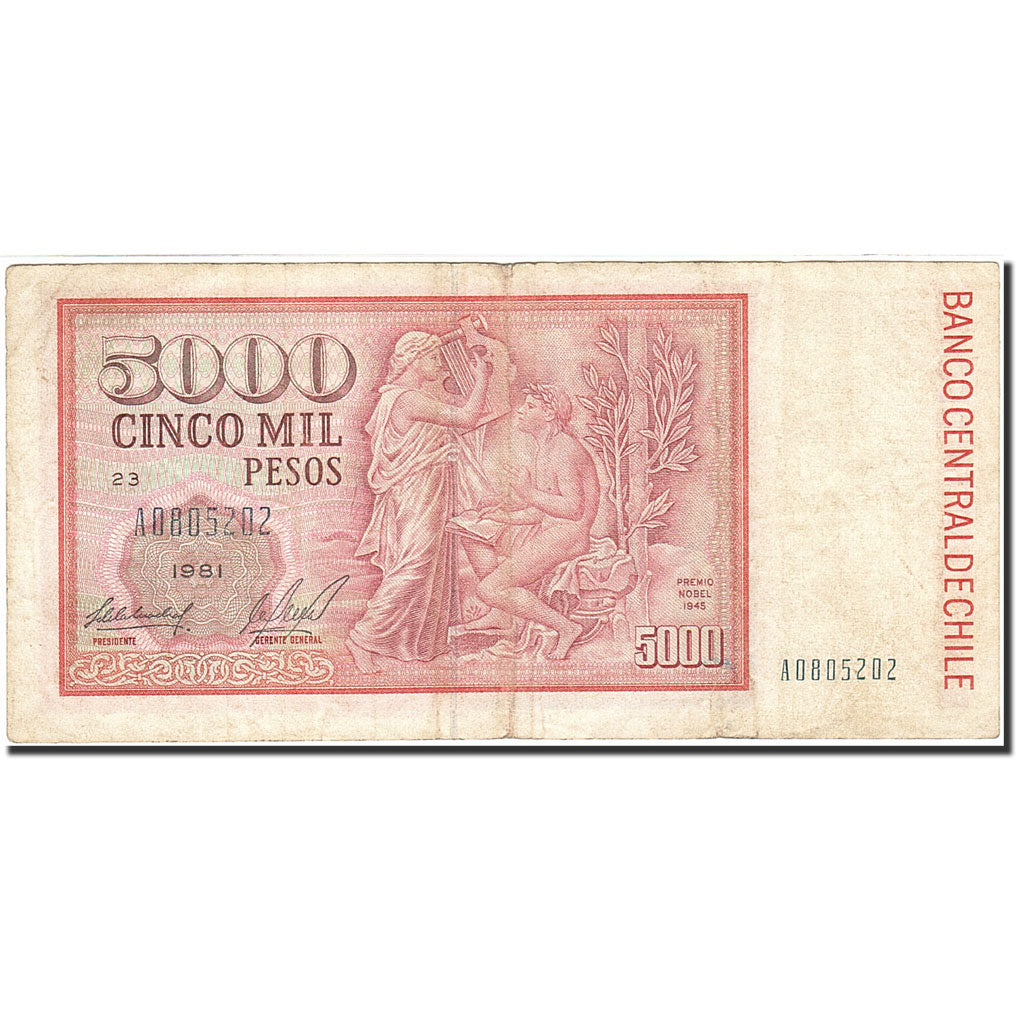 Chile, 5000 Pesos, 1975-1989, KM:155a, 1981, BC
