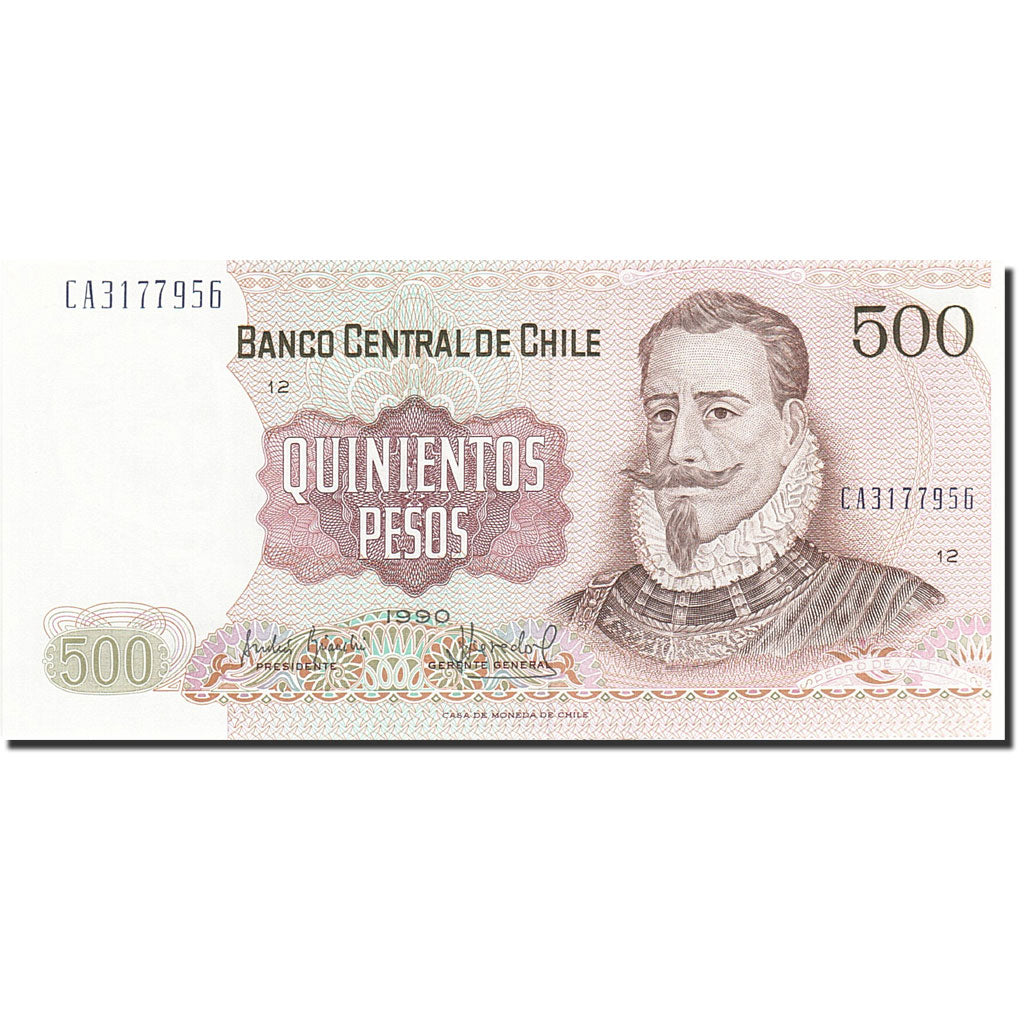 Chile, 500 Pesos, 1975-1989, KM:153b, 1990, UNC(65-70)