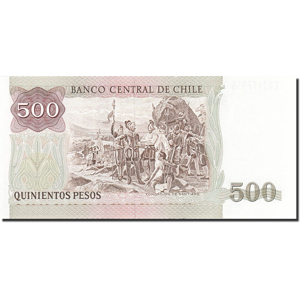 Chile, 500 Pesos, 1975-1989, KM:153b, 1990, UNC(65-70)
