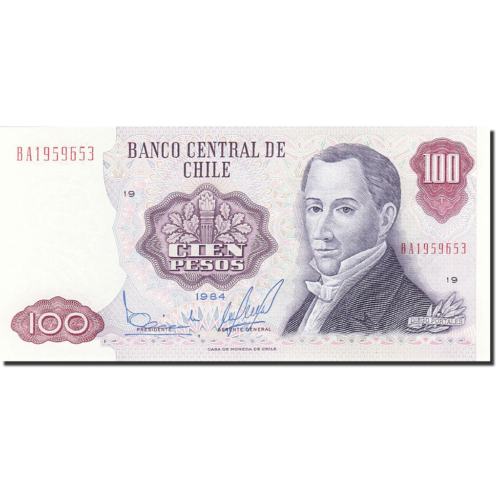 Chile, 100 Pesos, 1975-1989, KM:152b, 1984, UNC(65-70)