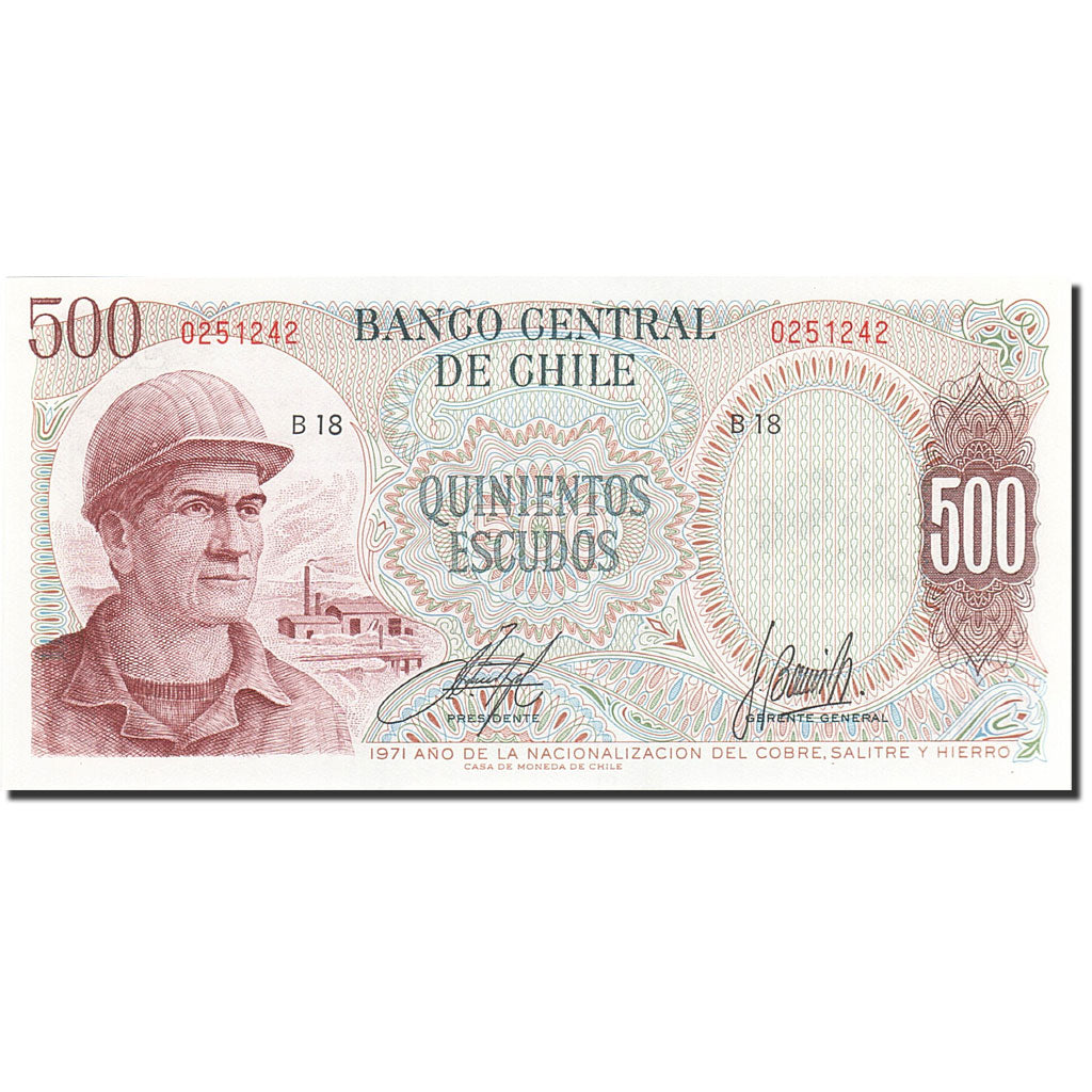 Chile, 500 Escudos, 1967-1976, KM:145, 1971, UNC(65-70)